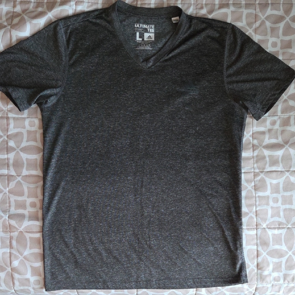 adidas Men's Dark Gray V-Neck Tee